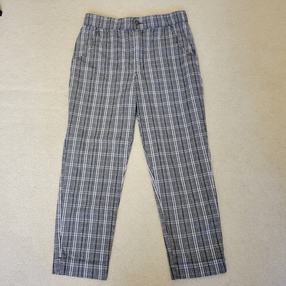 Hollister Size L High Rise Pants Straight Leg Ankle Cotton Black Plaid